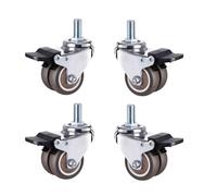 YPAPBHT Screw-type Silent Universal Wheel With Brake, Wide-body Dual-wheel Swivel Caster, 1.5-inch To 2-inch Wheel Width, M12 Thread, For Home Mobility(1.5 inches,Brake wheel)