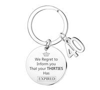 YpbbyKit Funny 40th 50th 60th Birthday Gifts Birthday Keyring We Regret To Inform You That Your Has Expires Keyring Birthday Present for Women and Men (40th)