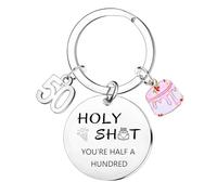 YpbbyKit Funny 50th Birthday Gifts Happy 50 Years Old Keyring Gifts for Women and Men Funny Birthday Present You are Half a Hundred Keyring