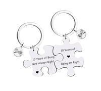 YpbbyKit Happy 10th Weeding Keyring Gifts for Anniversary Couples 10 Years Anniversary Keyring Present for Him Her Husband Wife Gifts