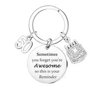 YpbbyKit Happy 40th 50th 60th Birthday Gifts Birthday Keyring Sometimes You Forget You're Awesome Keyring Birthday Present for Women and Men (50th)