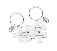 YpbbyKit Memorial Gifts Mommy of an Angel Daddy of an Angel Keyring Set Miscarriage Keepsake Loss of Baby Memorial Gifts Pregnancy Loss Gifts