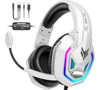 YPBDAN RGB Gaming Headset with Noise Cancelling Mic & 7.1 Surround Sound, Over-Ear Headphones with 50mm Drivers, Memory Foam Ear Pads & Braided Cable for PS5/PS4/Xbox Series X/S/PC/Switch/Mac