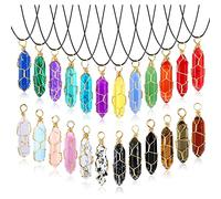 YPBEW 24 Pack Crystal Necklaces for Female Pendant Necklace Spiritual Hexagonal Shaped Divination Pendant Necklace Jewelry for Women