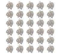 YPBEW 30 Pack Indian Chiefs Head Charm Small Pendant Tribal Jewelry Making Accessories for Making and Decoration Professional Pendant