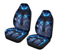 YPBEW 3D Wolf Themed Cushion Covers Protectors with Stretchable Fabric for Most Vehicle Sedans Models 2pcs SUV Seat Covers with Fasteners