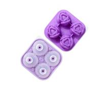 YPBEW 4 Cavity Silicone Large Tulips Flower Ice Cubes Tray Multipurpose Chocolate for Drink Beverage Baking Applications Silicone Ice Ball Mold with Lid