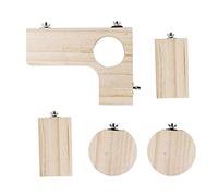 YPBEW 5 Pieces L-Shaped Pedal Wooden Platform Round Rectangle Wood Stand for Pet Bird Squirrel Chinchilla Small Animals Hamster Natural Wood