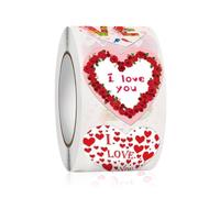 YPBEW 500Counts Rose Heart Sticker 1Inch Adhesive Wrapping Labels for Seal Envelope Card Box Packaging Wedding Valentines Decoration Sticker