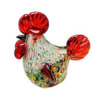 YPBEW Artistic Glass Roosters Figurine Colorful Craft Safe Decoration for Family Homes with Children Artistic Glass Roosters Figurine