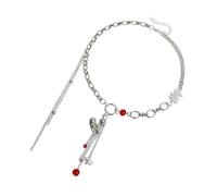 YPBEW Asymmetric Heart Tassels Necklace Trendy Patchwork Design Adjustable Collarbone Chain for Fashion Forward Women Asymmetric Heart Tassels Necklace