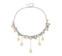 YPBEW Bold Geometric Star Twist Chain Necklace Layering Jewelry for Edgy Everyday Outfits Trendy Layering Neckchain