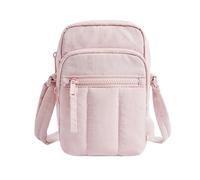 YPBEW Compact Crossbody Bag for Women Quilted Detailing and Functional Pockets Including Zippered Front Adjustable Strap Nylon Bag