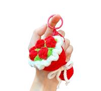 YPBEW Crochet Rose Bouquet Keychain Purse Charm for Women Valentines Gifts Bag Charms for Handbags