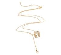 YPBEW Fashionable Artificial Zircon Gourd Necklace 48cm Gold Plated Long Chain Neck Jewelry for Daily Wear & Parties Zircon Gourd Pendant Necklace