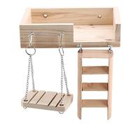 YPBEW Hamster Platform Natural Wood Climbing Ladder Swing Stand 3Pcs for Chinchilla Gerbil Bird Natural Wood Hamster