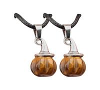 YPBEW Handcrafted Agate Pumpkin Witch Hat Pendant Necklace for Halloween Unisex Black Cord Jewelry Couple Natural Agate Stone Adjustable Black Cord Unisex Jewelry