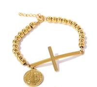 YPBEW Inspirational Gift Bead Benedict Oval Plate Crucifix Handchain for Blessings Protections and Daily Wear Elegant Religious Accessory