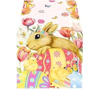 YPBEW Linen Fabric Table Runner in Classical Easter Bunnies Eggs Pattern for Farmhouse Home Styling Decoration Linen Scarf Easter Rabbits Eggs Pattern Rectangular Washable Runner