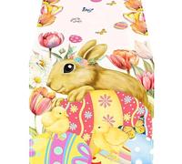 YPBEW Linen Fabric Table Runner in Classical Easter Bunnies Eggs Pattern for Farmhouse Home Styling Decoration Linen Scarf Easter Rabbits Eggs Pattern Rectangular Washable Runner