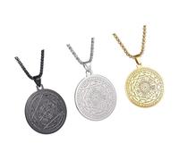 YPBEW Modern Inspired Pendant Necklace with Mystical Coin Design Sturdy Stainless Steel Chain Spiritual Jewelry Gift Faith Inspired Round Pendant Necklace