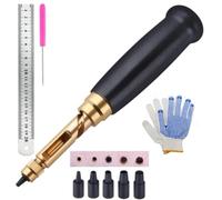 YPBEW Multiple Functional Steel Punching Device for Belts Crafting Wooden Handle Tool with Customizable Hole Distance Leather Craft Punching Tool
