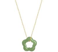 YPBEW Natural Hetian Jade Necklace Hollow Carved Plum Blossom Pendant Simple Collarbone Dainty Choker Flower Shaped Pendant