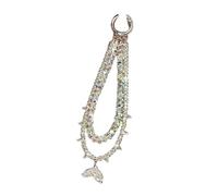 YPBEW Premium Crystal Adorned Fish Tail Pendant Phone Accessory Mobile Chain Anti Slip Wrist Rope Decoration Multifunctional Crystal Pendant Keychain