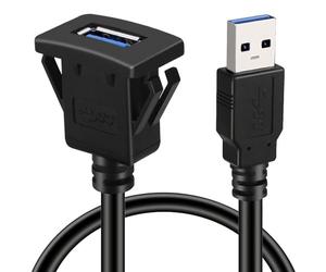 YPBEW PVC Square Single Port USB3.0 Panel Flush Mount Extension Cable Extend Your Car Device Connectivity Easily Dashboard USB Input Cable