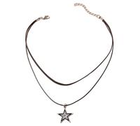 YPBEW Retro Leathers Rope Five-Pointed Star Necklace Female Hip-hop Cold Wind Sweater Clavicle Chain Neck Chain Accessories Hollow Five-pointed Star Pendant Necklace for Women