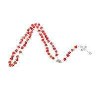 YPBEW Rose Flower Beads Rosary Necklace for Women Catholic with Virgin Cross Pendant Long Chain Prayer Religious Jewelry Gift Religious Faith Necklace