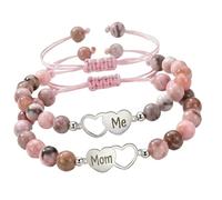 YPBEW Stylish Mother and Daughter Set Featuring 4mm Silver Beads or Stone Design Hand Chain Mothers Day Gift Jewelry