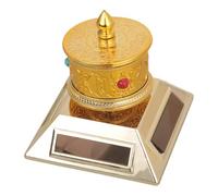 YPBEW Tibetan Buddhist Culture Car Decors Solar Powering Quiet Rotating Prayer Wheel Vehicle Interior Ornament Dashboard Solar Car Dashboard