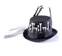 YPBEW Top Hat Witch Headpiece Retro Gothic Hat Flat Witch for Halloween Costume Cosplay Black Headband