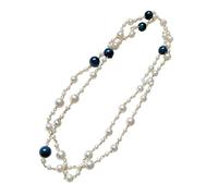 YPBEW Trendy Geometric Pearls Layer Necklace with Beaded Accent Versatile Length Neck Decoration for Any Outfit French Retro Collarbone Chain