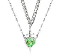 YPBEW Unique Heart and Swords Necklace Set Representing Inner Strength and Bravery Perfect for Couples or Friend As a Gift Double Chain Design Jewelry