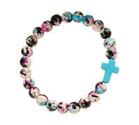 YPBEW Uplifting Positive Energy Crosses Stone Colorful Beads Promoting Hope Faith Accessory Elastic Faith Bangle