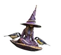 YPBEW Weatherproof Witch Shaped Bird Feeding Station Resin Garden Habitat for Wildlife Protections Wooden Butterfly House Hanging Garden Feeder
