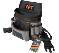 YPC Presto Tool Belt Bag XL - Tool Belt, Work Belt, Waterproof Tool Bag with Hammer Loop, Tear-Resistant Nylon Belt, 12 Pockets, Grey/Black, 27 x 21 x 13 cm, 5 kg Load Capacity