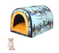 YPDOPORA 2 in 1 Small Pet Winter House Convertible To Bed with Warm Cushion Mat, Indoor Outdoor Portable Dog Kennel, Removable Washable And Non-Slip Bottom,Gray,S