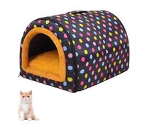 YPDOPORA 2 in 1 Small Pet Winter House Convertible To Bed with Warm Cushion Mat, Indoor Outdoor Portable Dog Kennel, Removable Washable And Non-Slip Bottom,Black,S