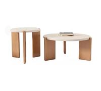 YPDOPORA 2-Piece Modern Round Nesting Coffee Table Set,Solid Wood Coffee Tables for Living Room,Simple Design Round Coffee Table with 3 Legs for Livinge Room,Balcony,White,70+50cm