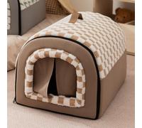 YPDOPORA Cat Bed Cave for Indoor Cats, Cave-Style Warm Deep Sleeping Snug Cat Cave,Orthopedic Plush Pets Bed with Removable Washable Cushion & Non-Slip Bottom,Brown,M