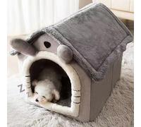 YPDOPORA Cat Bed for Indoor Cats, Semi Enclosed Pet Bed,Warm Pet Beds House with Removable Washable Cushioned Pillow & Non-Slip Bottom for Small Cats Dogs,Gray,L