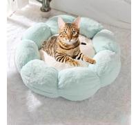 YPDOPORA Cat Beds for Indoor Cats, Flower Shape Cat Bed,Washable Cute Cats Bed,Soft & Comfortable Round Dogs Beds with 360° Support & Non-Slip Bottom for Kittens Puppies,Blue,L