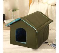 YPDOPORA Cat House for Outdoor Cats Weatherproof, Winter Warm Cat House, Waterproof Oxford Cloth Removable Enclosed Cat House for Cat Puppy, Washable Winter Shelter for Stray Cats,Green,S