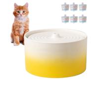 YPDOPORA Ceramic Cat Water Fountain, 1.5L/50Oz Cat Water Fountain Indoor Wireless Pet Fountains for Drinking with Ultra-Quiet Pump and 6 Filters, Automatic Cat Water Dispenser for Cats,A,M