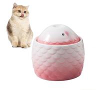 YPDOPORA Ceramic Cat Water Fountain, 1L Silent Automatic Ceramic Pet Kitty Drinking Dispenser with Ultra-Quiet Pump for Indoor Cats Inside, Easy To Clean,Pink
