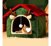 YPDOPORA Christmas Cat Bed Christmas Tree Cat House Suitable for Indoor Cat House Tent Removable And Washable Pet Cat Hole Suitable for Cats, Small Dogs,Red,M