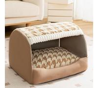 YPDOPORA Comfy Dog House Bed, Foldable Warm Kennel,inside Dog House with Removable Cushion, Non-Slip Dog Bed House, Cozy House Dog Bed, Cave Portable House for Dogs Cats,Brown,XL
